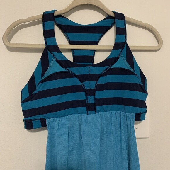 Lululemon Womens Size 10 Multicolor Stripe 2 In Run Drape Racerback Tank Top - Picture 2 of 5